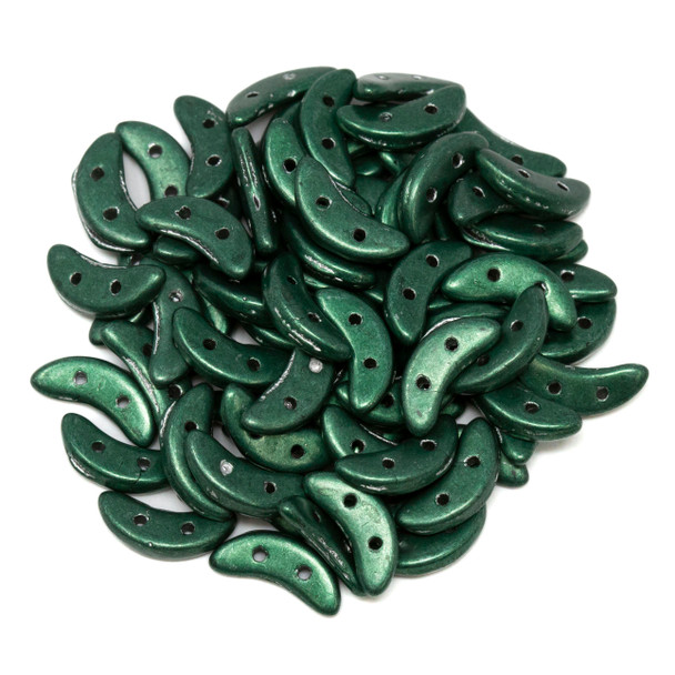 CzechMates® Crescent Beads -- Saturated Metallic Martini Olive