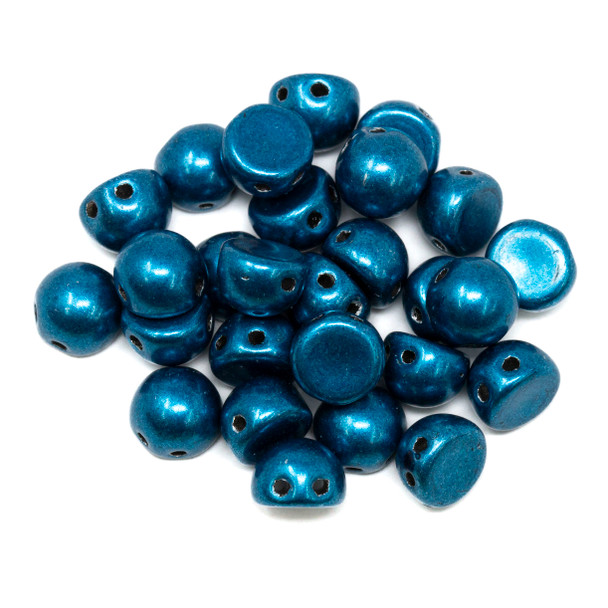 CzechMates® 7mm Cabochon 2 Hole Beads -- Saturated Metallic Shaded Spruce