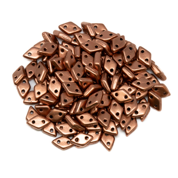 CzechMates® Diamond 2 Hole Beads -- Matte Metallic Bronze Copper