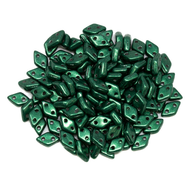 CzechMates® Diamond 2 Hole Beads -- Saturated Metallic Martini Olive