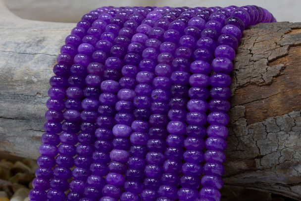 Jade Polished 5x8mm Smooth Rondelle - Dyed Mauve