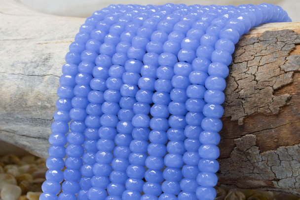 Jade Polished 5x8mm Faceted Rondelle - Dyed Denim Blue