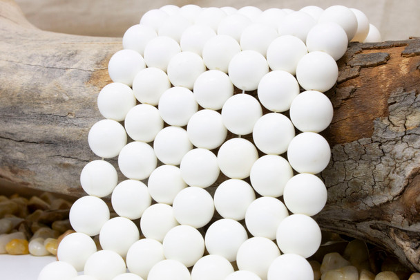White Shell Polished 14mm Round