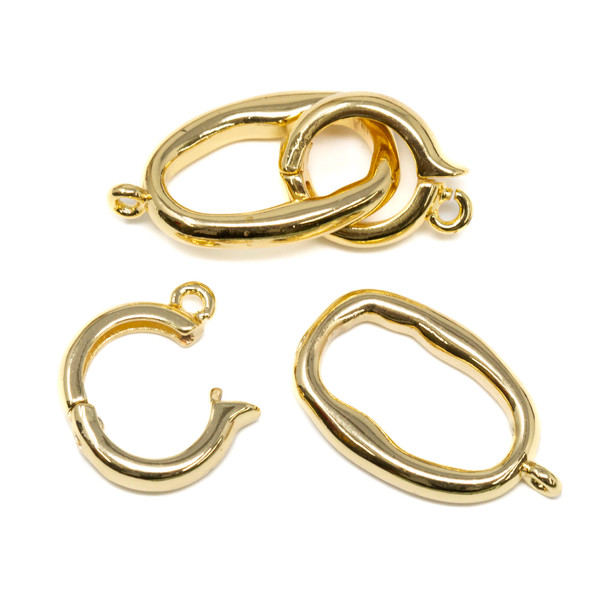 Gold Plated 31mm Fold Over Oval Clasp