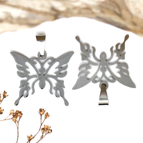 Stainless Steel 31x26mm Butterfly Pendant