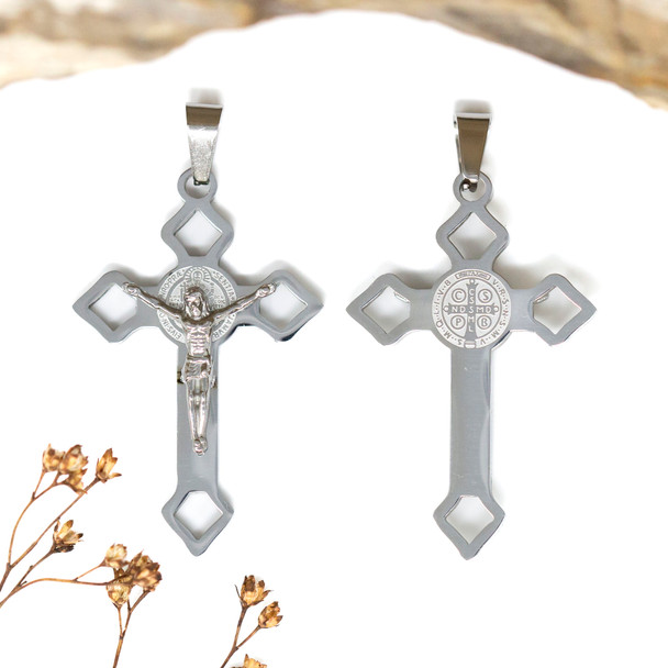Stainless Steel 40x26mm Crucifix Pendant