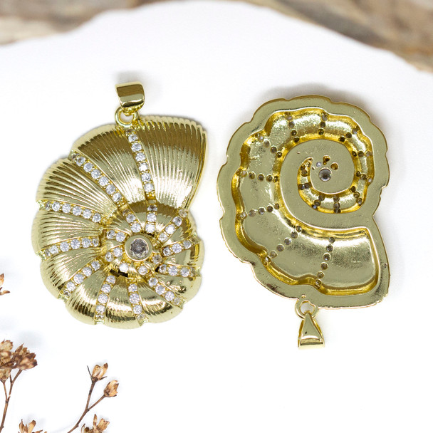 Gold Plated 35x25mm Nautilus Shell Pendant