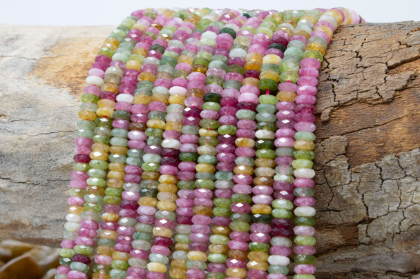 Jade Polished 2x5mm Tourmaline Color Faceted Rondelle