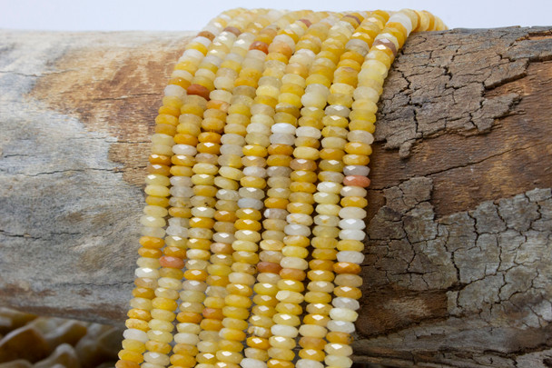 Yellow Jade Polished 2x5mm Faceted Rondelle