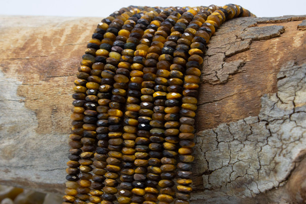 Tiger Eye Polished 2x5mm Faceted Rondelle