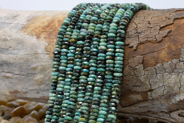 African Turquoise Polished 2x5mm Faceted Rondelle