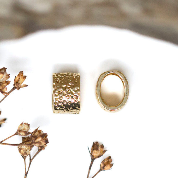 Gold Plated 6x8mm Textured Oval Bead