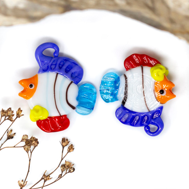 Lampwork Glass 28x30mm Handmade Fish Bead