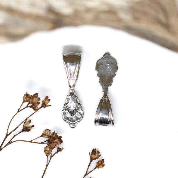 Silver Plated 6x21mm Shell Glue On Bail