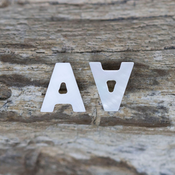 Mother of Pearl Polished 9x10mm Letter A