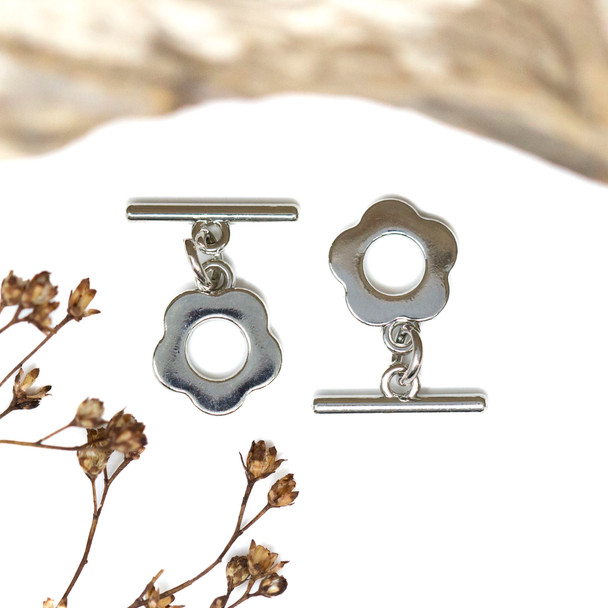 Platinum Plated 10mm Flower Toggle