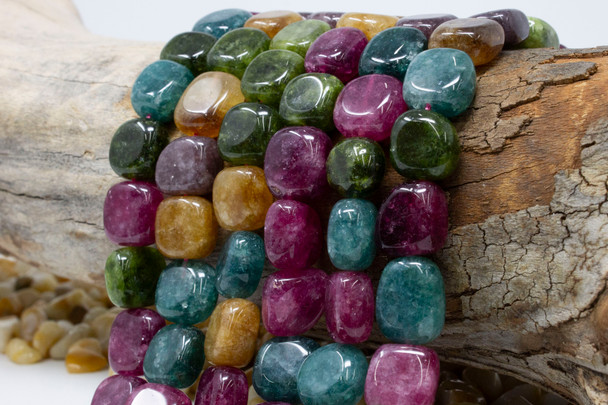 Jade Polished 15mm Tourmaline Color Cube
