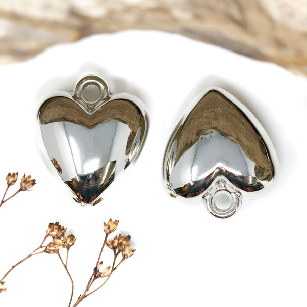 Platinum Plated 25mm Puffy Heart Pendant
