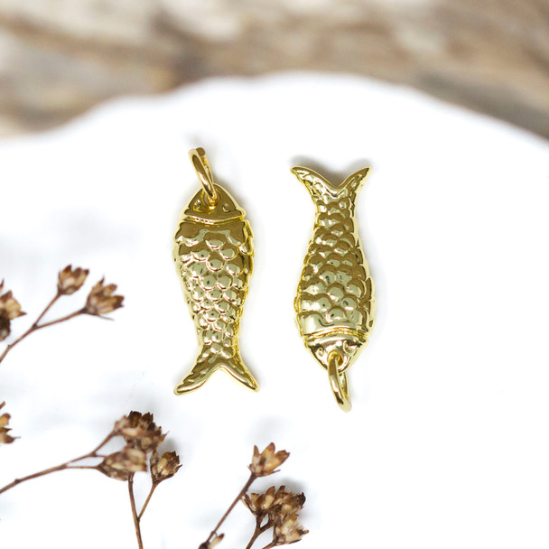 Gold Plated 17x7mm Sardine Fish Charm