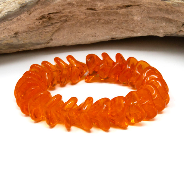 Czech Glass 12x9mm Large Bell Flower Beads - Orange Transparent
