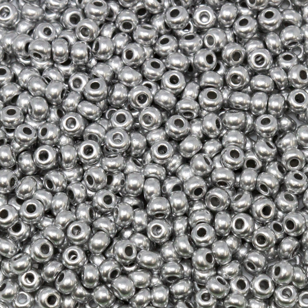 Size 8 Czech Seed Beads -- 590 Supra Silver Metallic