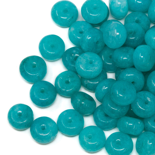 Jade Polished 5x8mm Rondelle - Dyed Teal - Sold Individually
