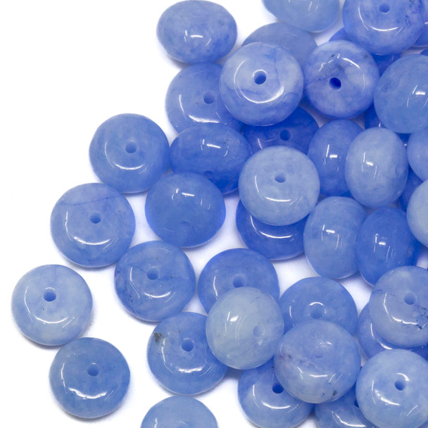 Jade Polished 5x8mm Rondelle - Dyed Baby Blue - Sold Individually