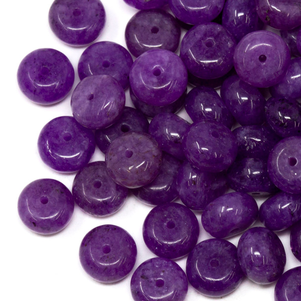 Jade Polished 5x8mm Rondelle - Dyed Mauve - Sold Individually