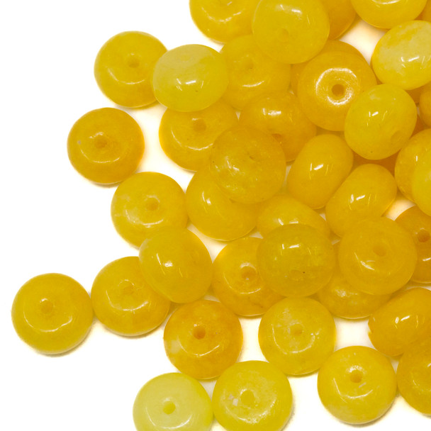 Jade Polished 5x8mm Rondelle - Dyed Yellow - Sold Individually
