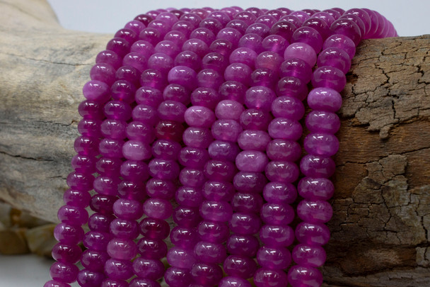 Jade Polished 5x8mm Smooth Rondelle - Dyed Pink Orchid