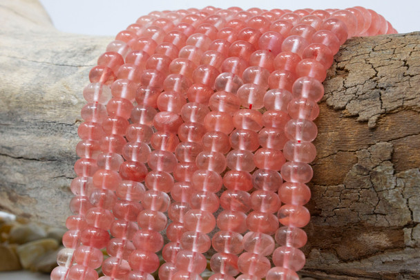 Jade Polished 5x8mm Smooth Rondelle - Dyed Pink Coral