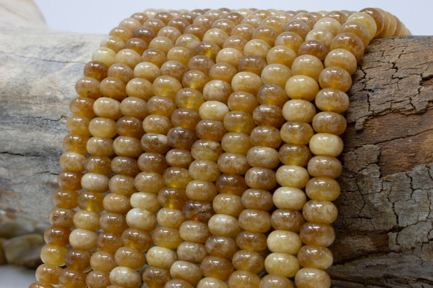 Jade Polished 5x8mm Smooth Rondelle - Dyed Butterscotch