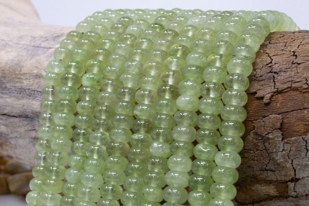 Jade Polished 5x8mm Smooth Rondelle - Dyed Light Olive
