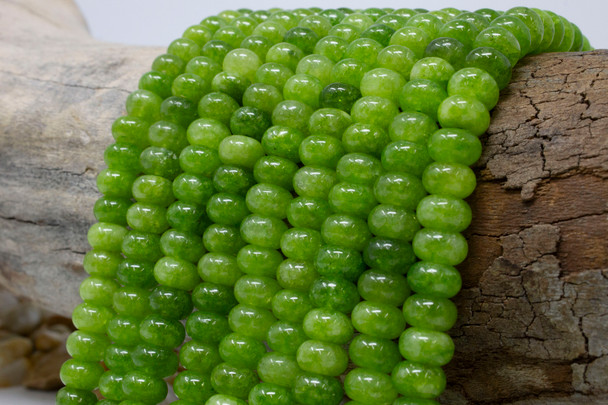 Jade Polished 5x8mm Smooth Rondelle - Dyed Lime