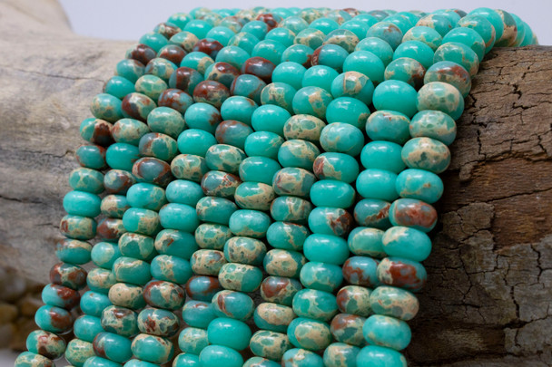 Manmade Imperial Jasper Polished 5x8mm Smooth Rondelle - Teal