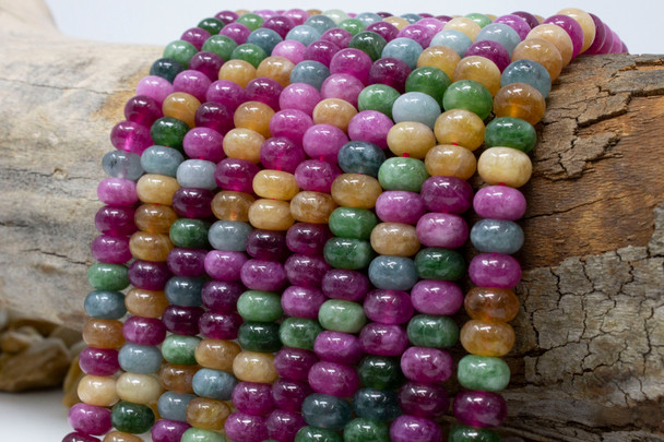 Jade Polished 5x8mm Smooth Rondelle - Dyed Light Tourmaline