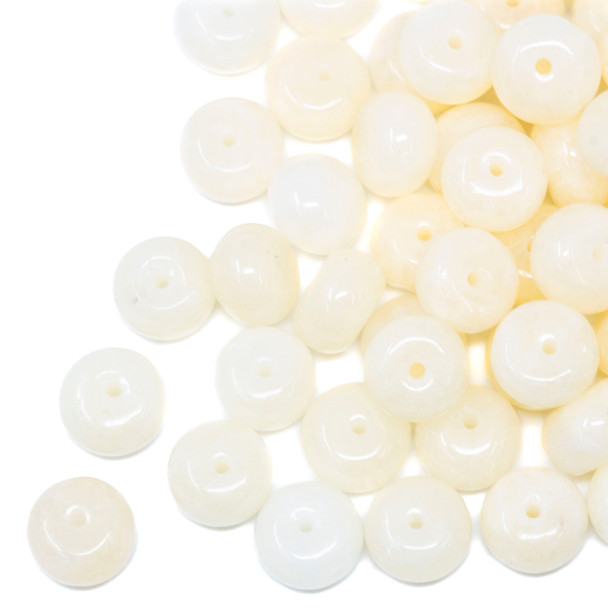 Jade Polished 5x8mm Rondelle - Dyed Cream - Sold Individually