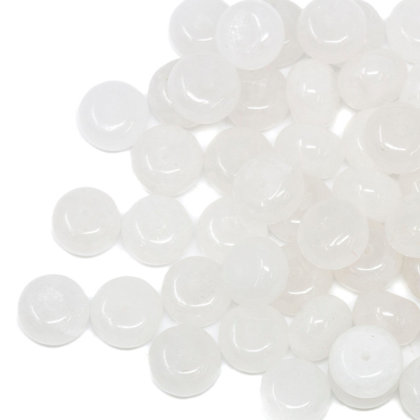 Jade Polished 5x8mm Rondelle - Dyed White - Sold Individually
