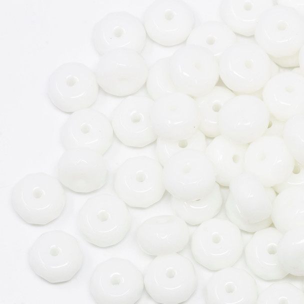 Jade Polished 5x8mm Rondelle - Dyed  Opaque White - Sold Individually