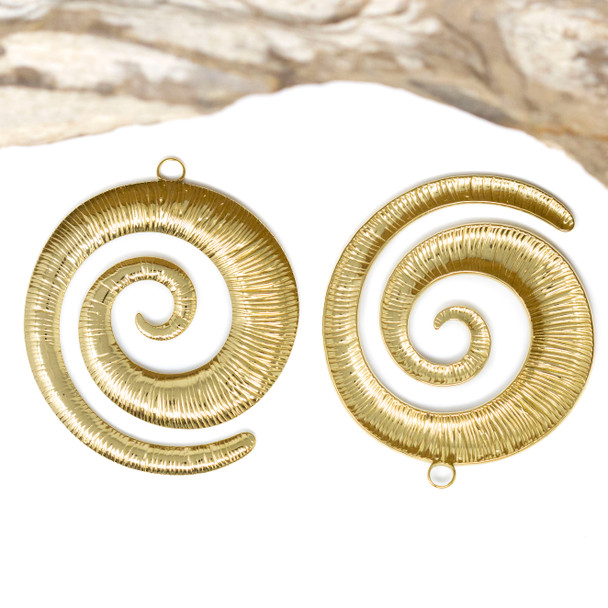 Gold Plated Stainless Steel 48x42mm Vortex Pendant