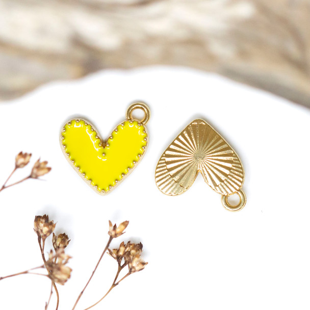 Enamel 14x13.5mm Yellow Heart Charm