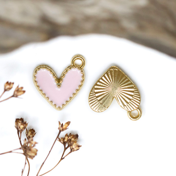 Enamel 14x13.5mm Pink Heart Charm