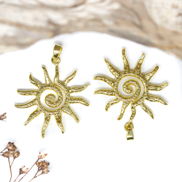 Gold Plated 25x27mm Spiral Sun Charm
