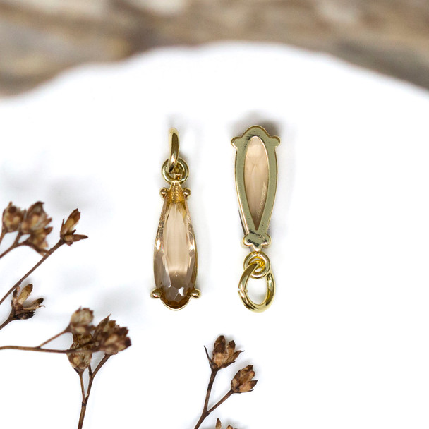 Gold Plated Micro Pave 15x5mm Soft Peru Drop Charm