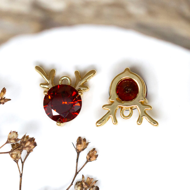 Gold Plated Micro Pave 13mm CZ Deer Head Charm
