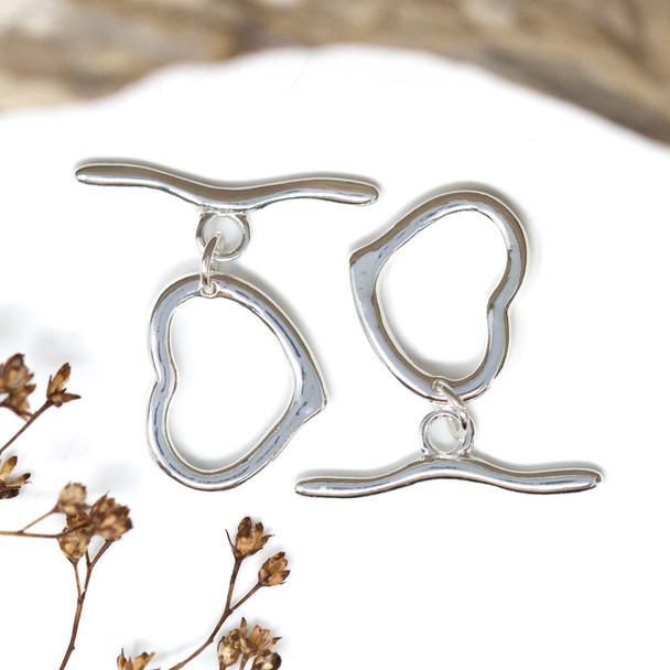 Silver Plated 15x18mm Organic Heart Toggle
