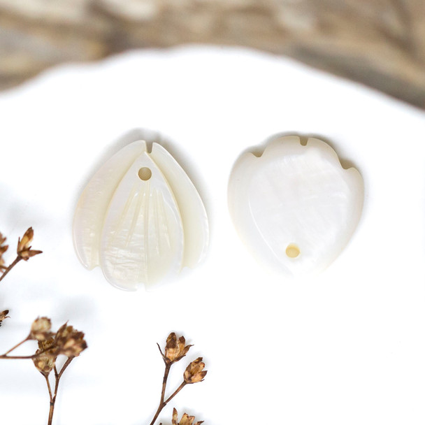 Natural Shell Polished 16x14mm Flower Charm