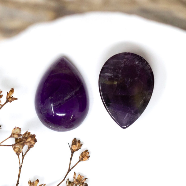 Amethyst Polished 13x18mm Drop Cabochon
