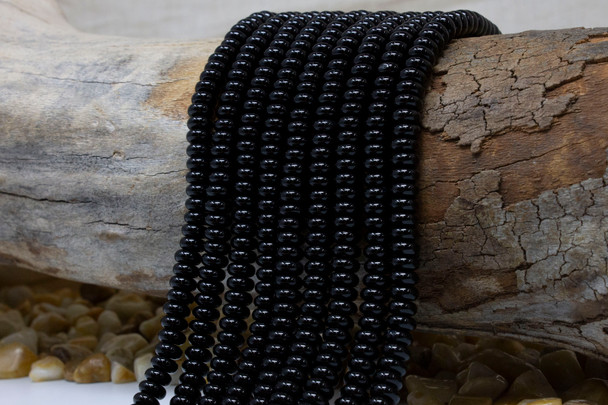Black Onyx Polished 3x6mm Rondelle