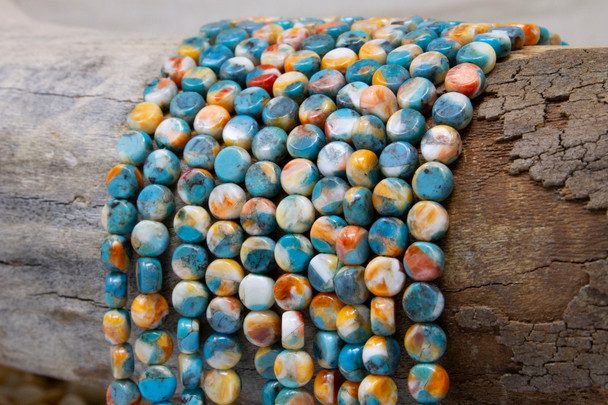 Natural Turquoise Spiny Oyster Polished 6mm Coin